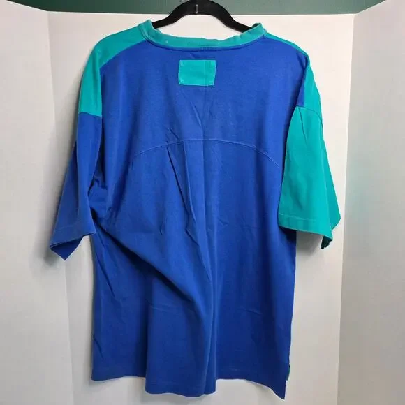 Pierre Cardin, Multi Color Blue and Teal quarter Button Down Shirt, L Men's - Picture 4 of 7